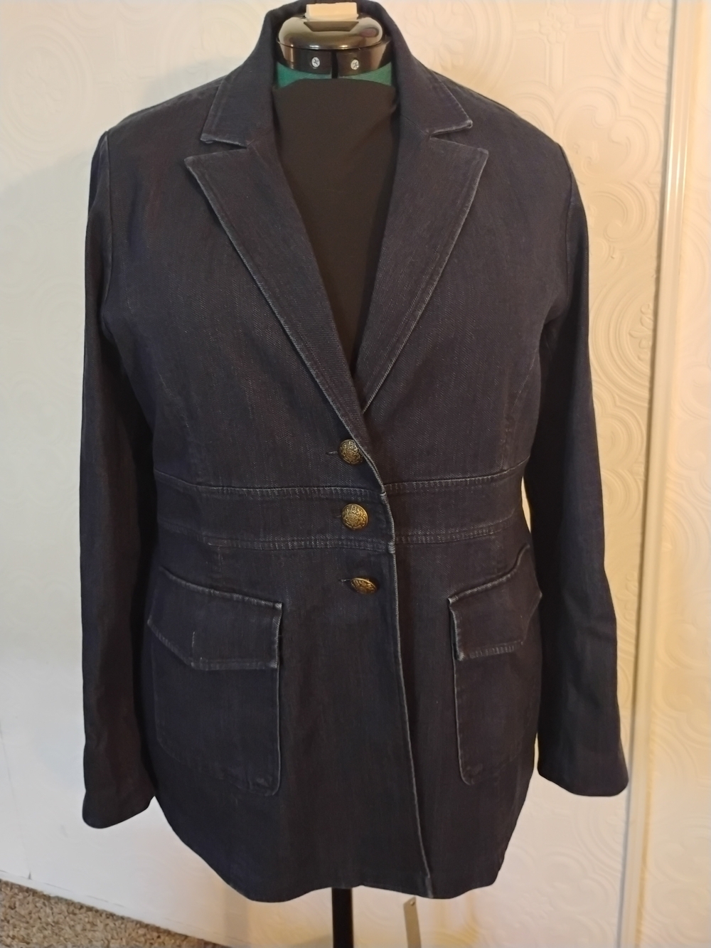 Soft Surroundings Dark Blue Denim Blazer